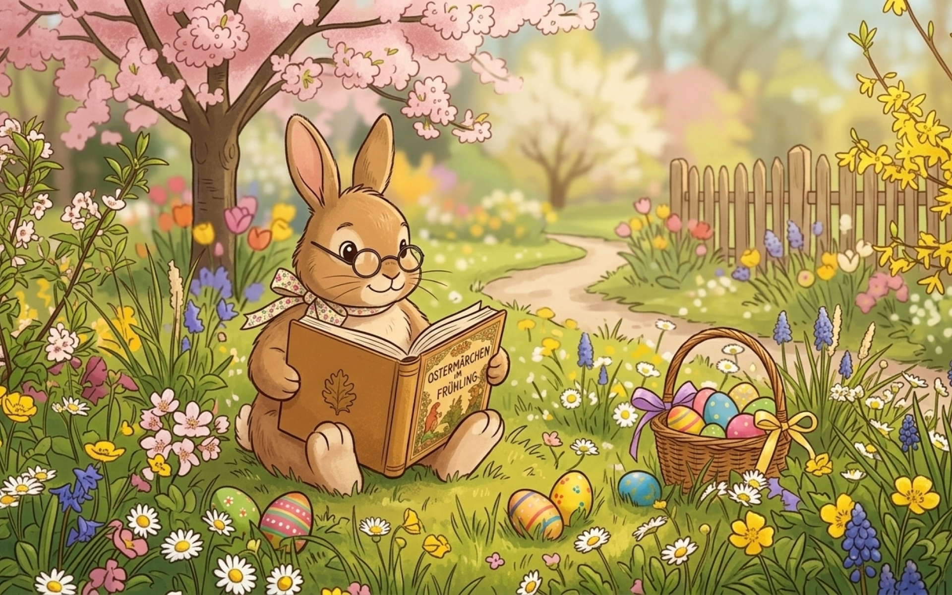 Osterhase liest ein Buch